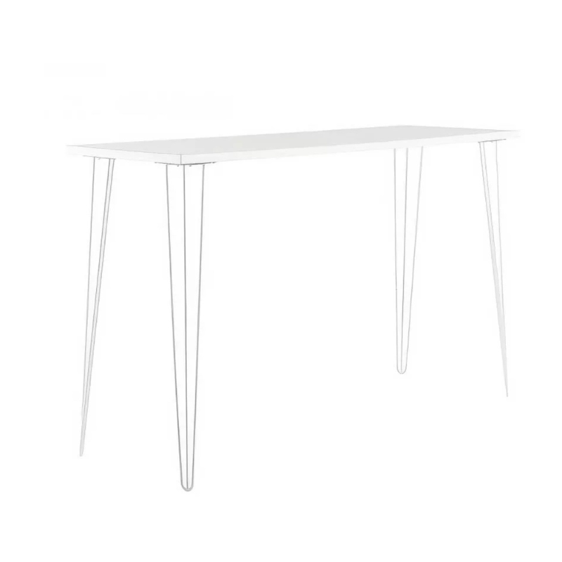 White Hairpin High Bar Table w White Top Hire
