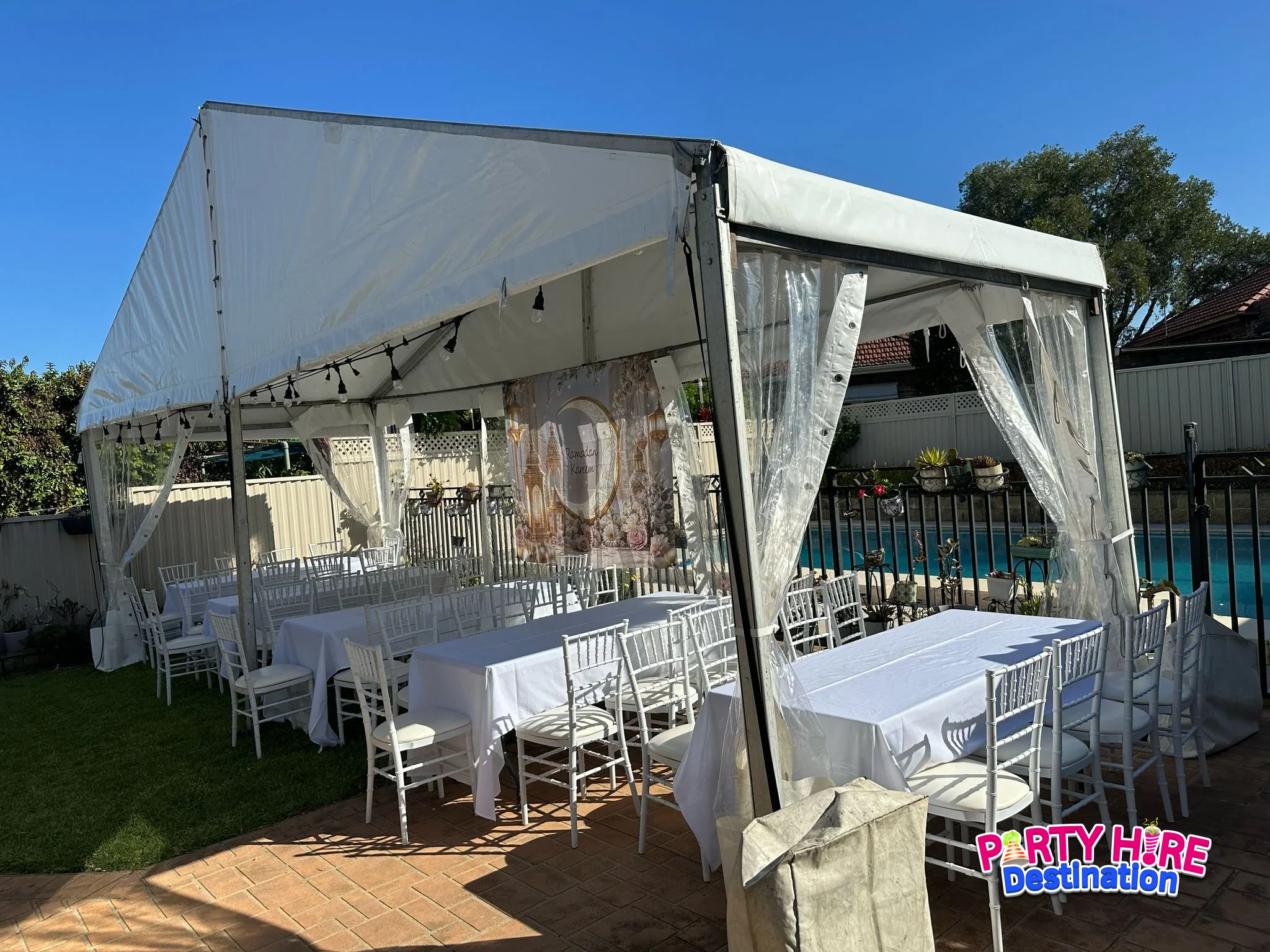 White Tablecloth For Standard Trestle Table - Image 2