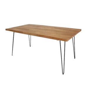 Black Hairpin Banquet Table W/ Timber Top